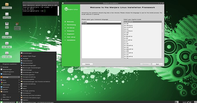 Linux Manjaro 0.1.0 xfce